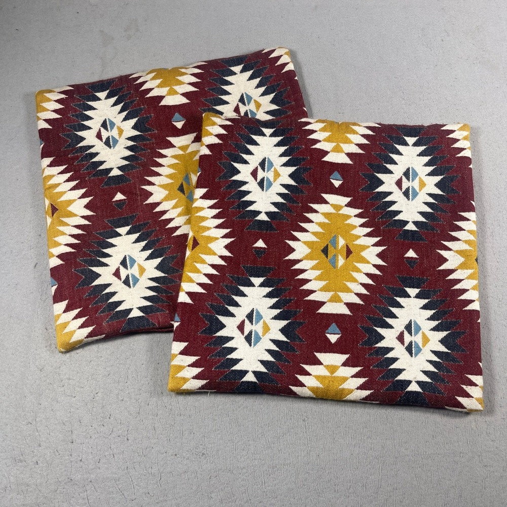 IKEA FRANSINE 20x20 Decorative Pillow Covers Pair Southwestern Geometric Aztec